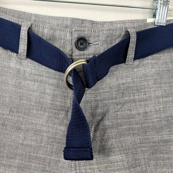 Mens Guess Slim-Fit Gray Shorts With Navy Belt Size 36 Cotton Blend - Picture 3 of 10